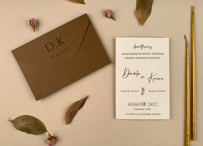 12252 - Esküvői meghívó barna borítékkal