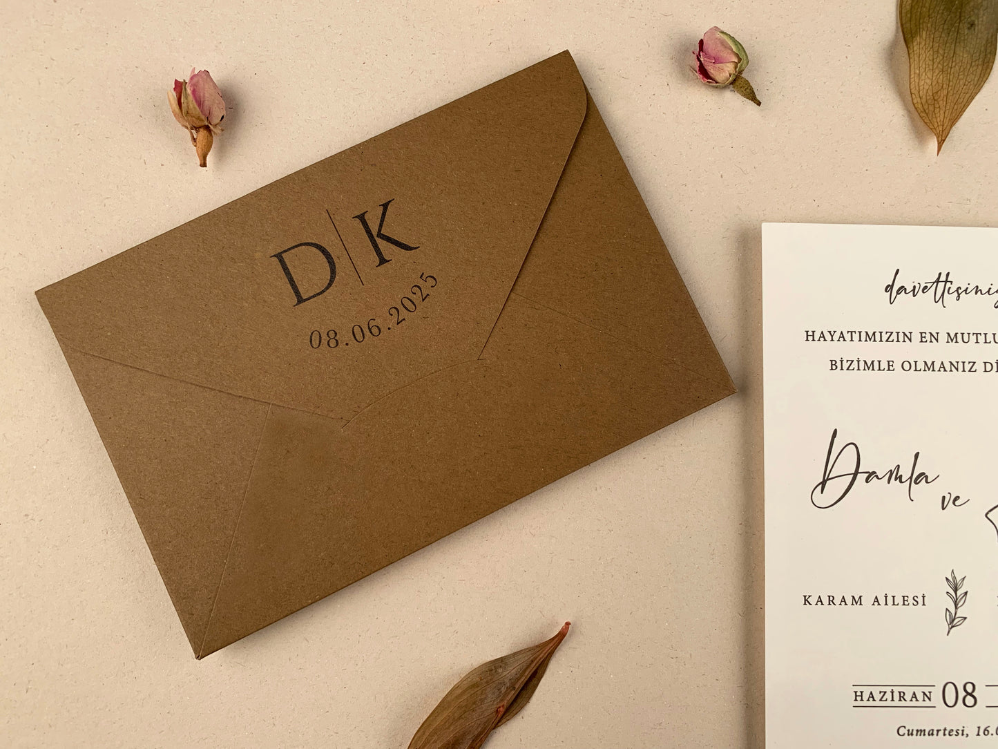 12252 - Esküvői meghívó barna borítékkal