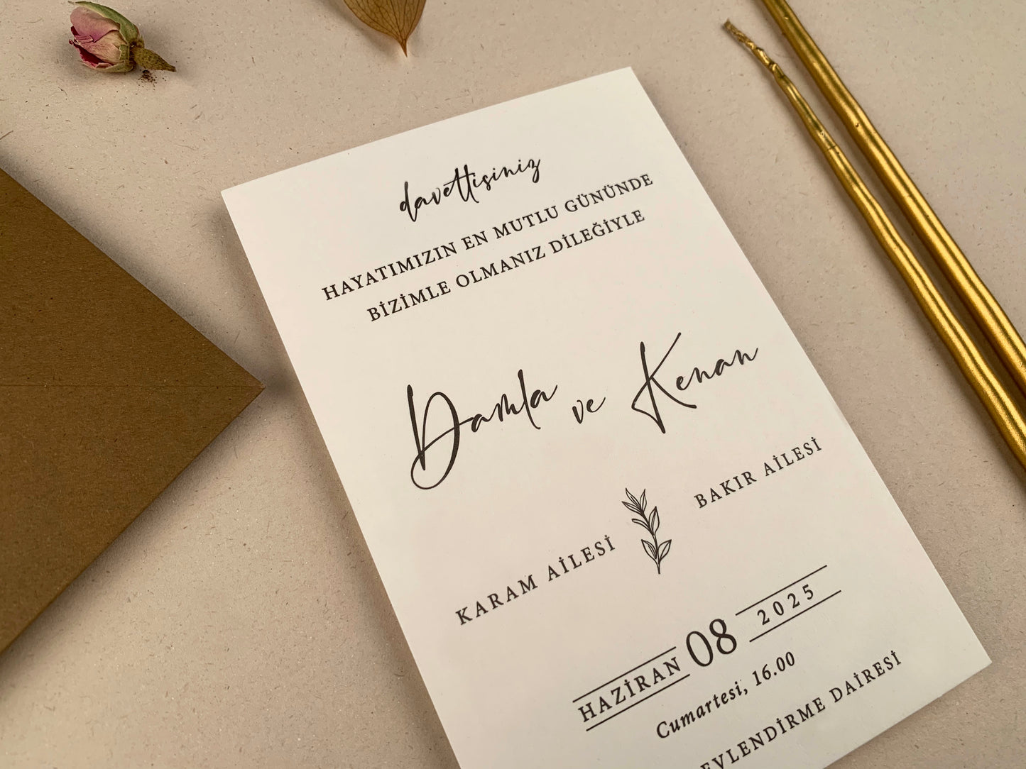 12252 - Esküvői meghívó barna borítékkal