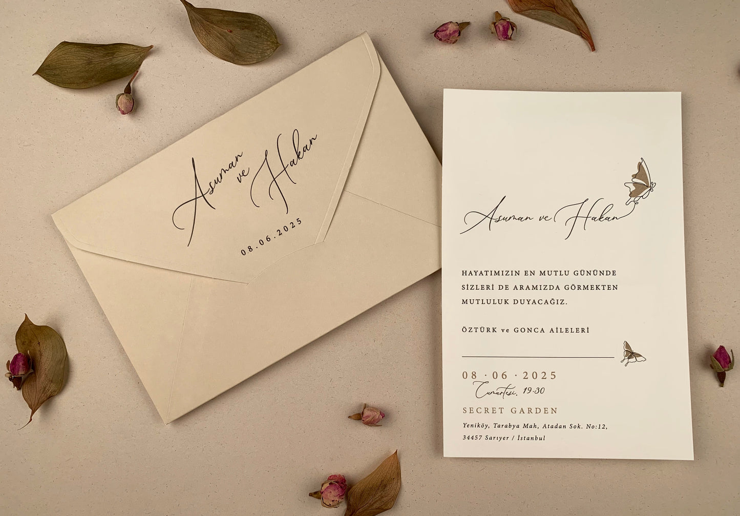 12253 - Esküvői meghívó bézs borítékkal