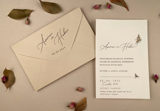 12253 - Esküvői meghívó bézs borítékkal