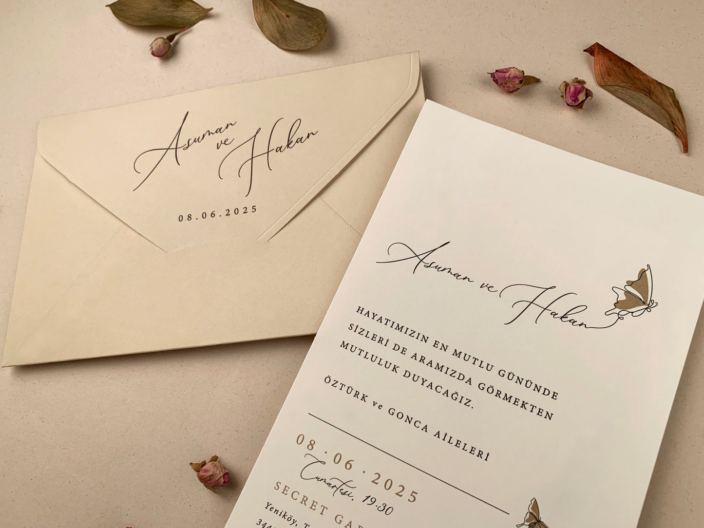 12253 - Esküvői meghívó bézs borítékkal