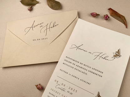 12253 - Esküvői meghívó bézs borítékkal