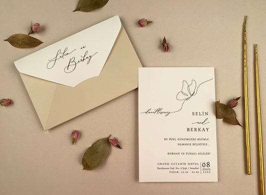 12254 - Esküvői meghívó bézs borítékkal