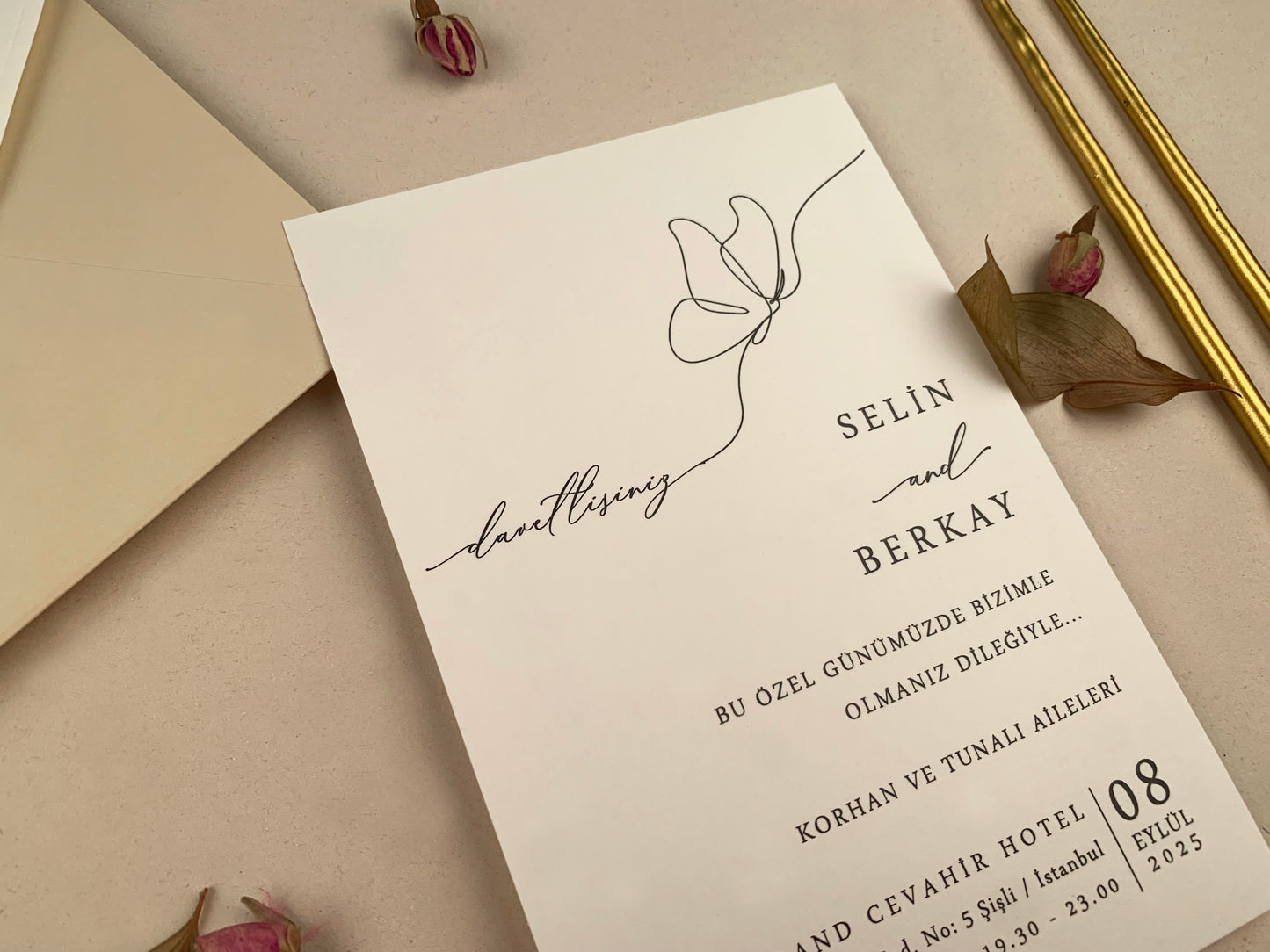 12254 - Esküvői meghívó bézs borítékkal