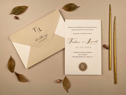 12256 - Esküvői meghívó bézs borítékkal