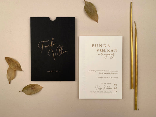 12264 - Minimalista esküvői meghívó fekete tokban