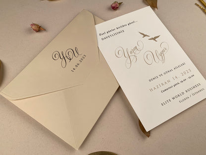 12269 - Wedding invitation with beige envelope