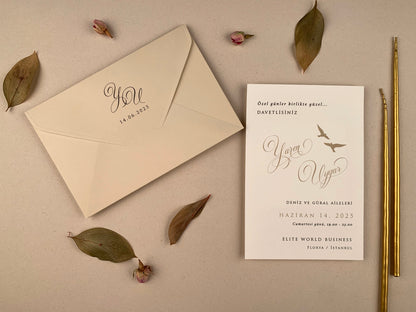 12269 - Wedding invitation with beige envelope