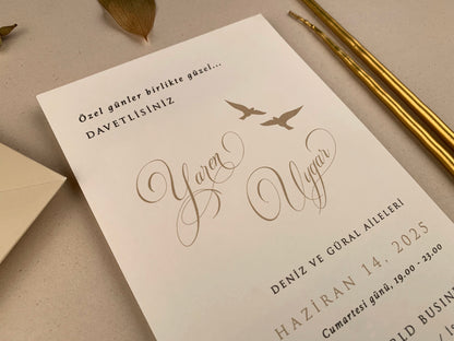 12269 - Wedding invitation with beige envelope