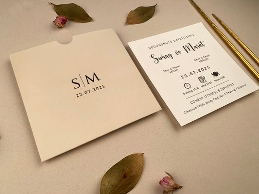 12270 - Esküvői meghívó bézs tokban