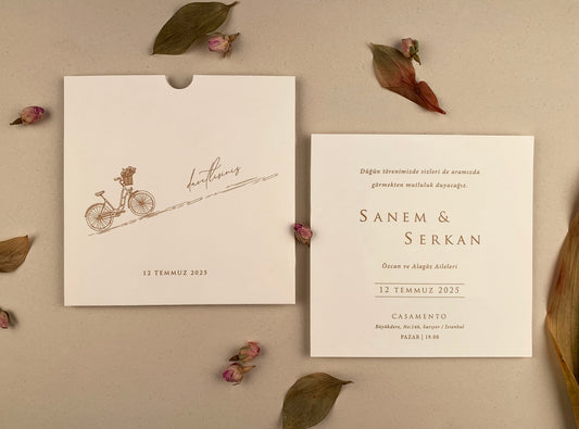 12273 - Tokos esküvői meghívó biciklis mintával