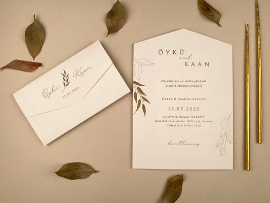 12281 - Összehajtható esküvői meghívó levélmintával