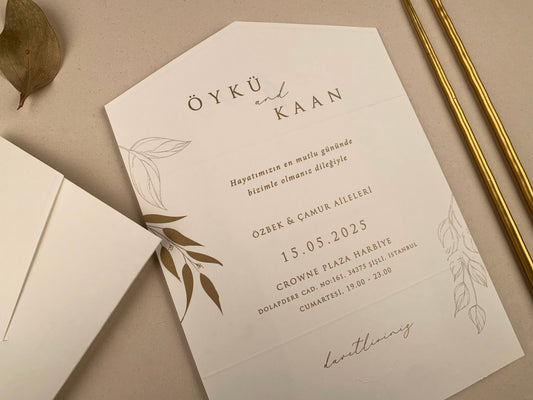 12281 - Összehajtható esküvői meghívó levélmintával