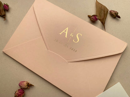 12287 - Esküvői meghívó rózsaszín borítékkal
