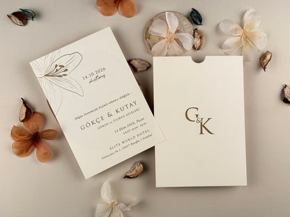 13310 - Tokos esküvői meghívó liliom mintával