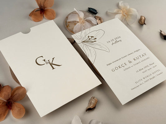 13310 - Tokos esküvői meghívó liliom mintával