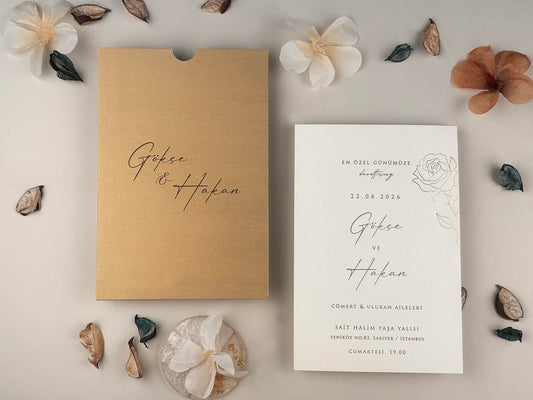 13325 - Tokos esküvői meghívó, virágmintával