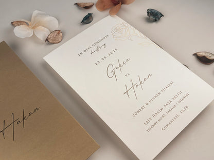 13325 - Tokos esküvői meghívó, virágmintával