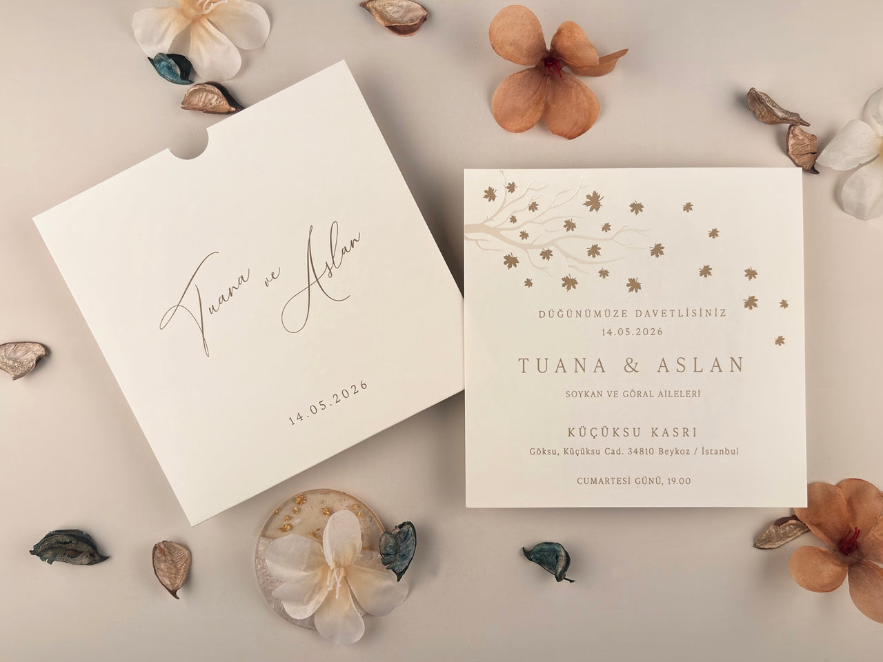 13333 - Tokos esküvői meghívó, őszi stílusban