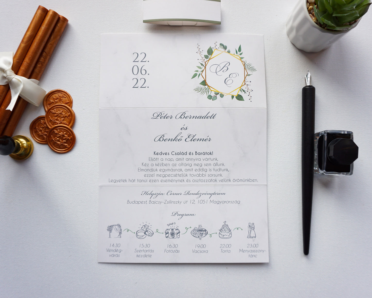9209 - Greenery Esküvői Meghívó