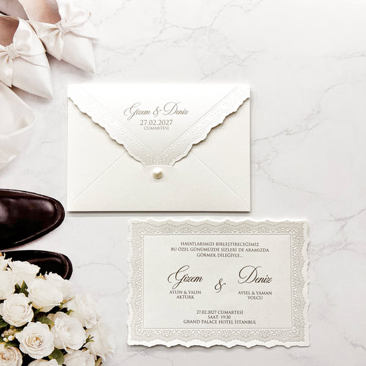 2609 -  Dombornyomott Elegáns Esküvői Meghívó