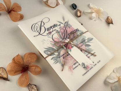 85842 - Pauszpapíros esküvői meghívó virágmintával