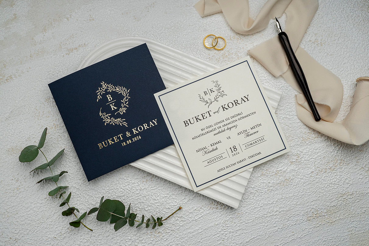 9287 - Elegáns meghívó Sötétkék tokkal