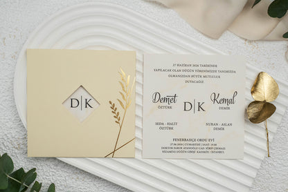 9313 - Elegáns Esküvői Meghívó-esküvői meghívó-Erdélyi Esküvői Meghívók-arany,krém-Erdélyi Esküvői Meghívók