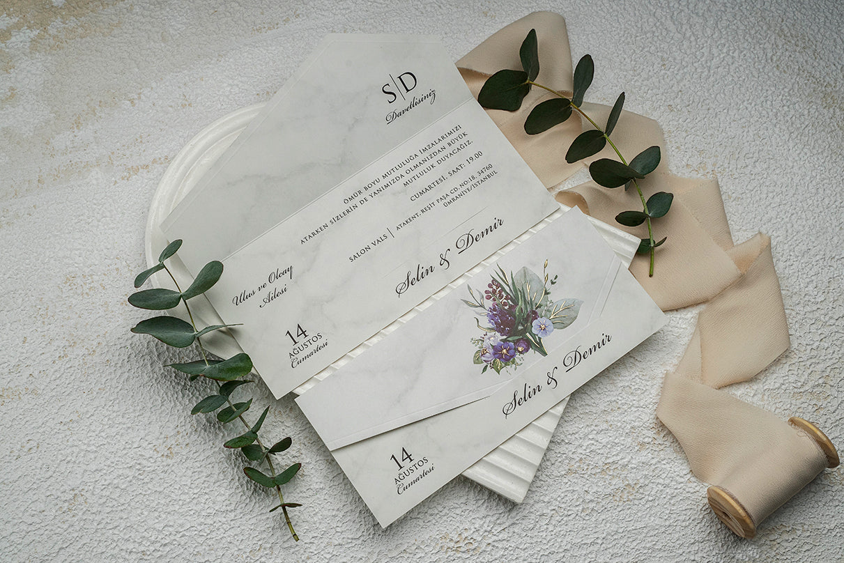 9315 - Virágos esküvői meghívó