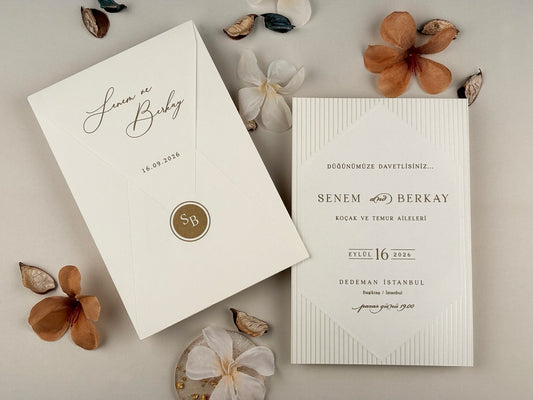 96935 - Elegáns esküvői meghívó dombornyomott mintával