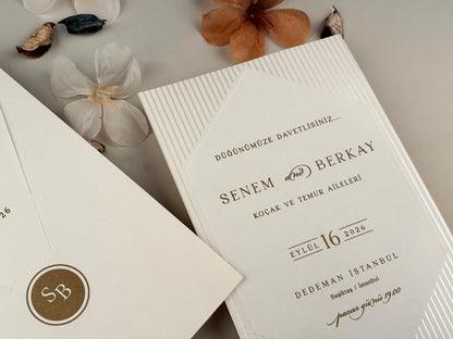 96935 - Elegáns esküvői meghívó dombornyomott mintával