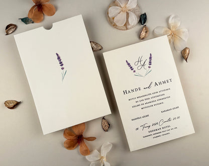96948 - Tokos esküvői meghívó levendula mintával