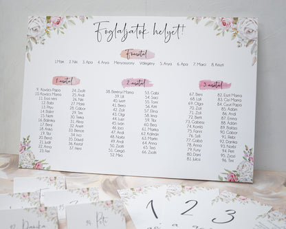 UR32 - Rózsás ültetési rend - EM29-Ültetési rend-Erdélyi Esküvői Meghívók-EM29,pink,piros,virág-Erdélyi Esküvői Meghívók