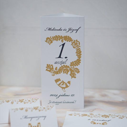 ME24 - Three-sided wedding menu - Mallow with floral pattern