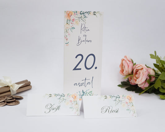 ME24 - Three-sided wedding menu - Mallow with floral pattern