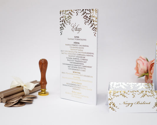 ME19 - Three-sided wedding menu - With gold foil pattern