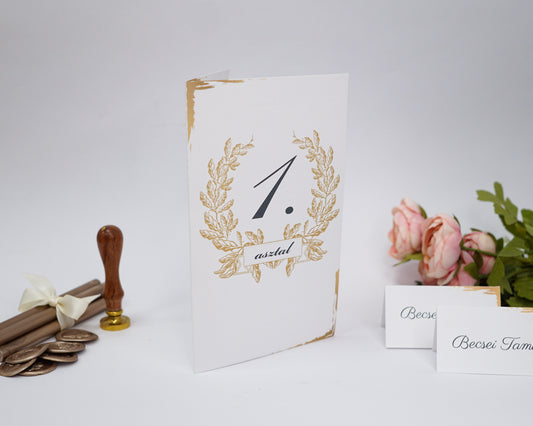 ME17 - Openable Wedding Menu - Floral gold frame with pattern