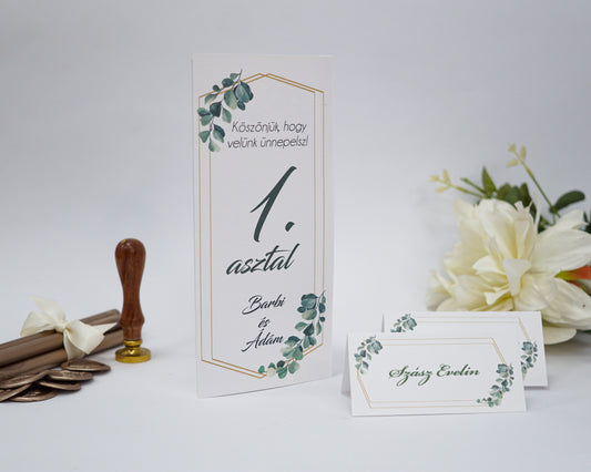 ME24 - Three-sided wedding menu - Mallow with floral pattern