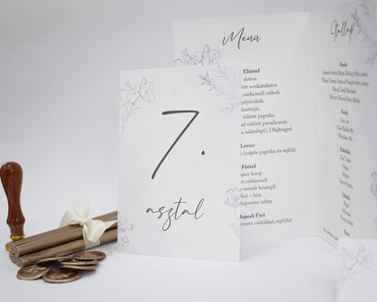 AS37 - Minimalista asztalszám virág mintával-Asztalszám-Erdélyi Esküvői Meghívók-asztalszám,greenery,watercolor-Erdélyi Esküvői Meghívók