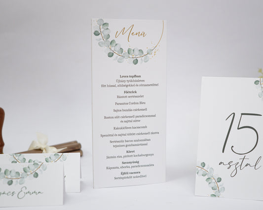 ME24 - Three-sided wedding menu - Mallow with floral pattern