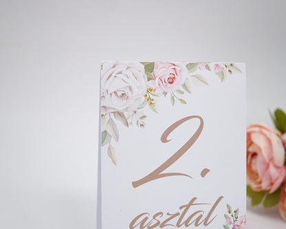 AS32 - Rózsás asztalszám-Asztalszám-Erdélyi Esküvői Meghívók-asztalszám,EM29,rózsa,rózsaszín-Erdélyi Esküvői Meghívók