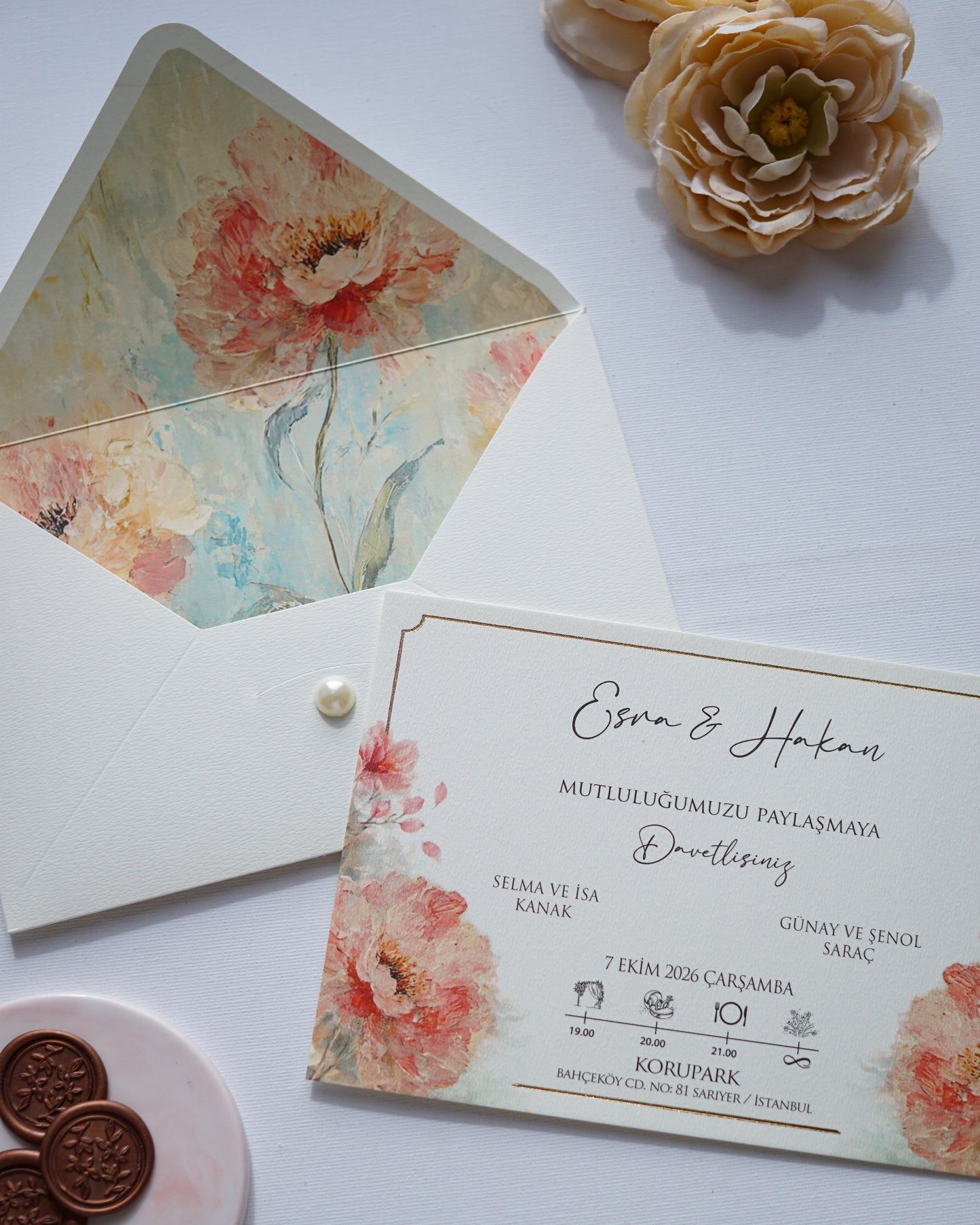 2616 - Peony Wedding Invitation