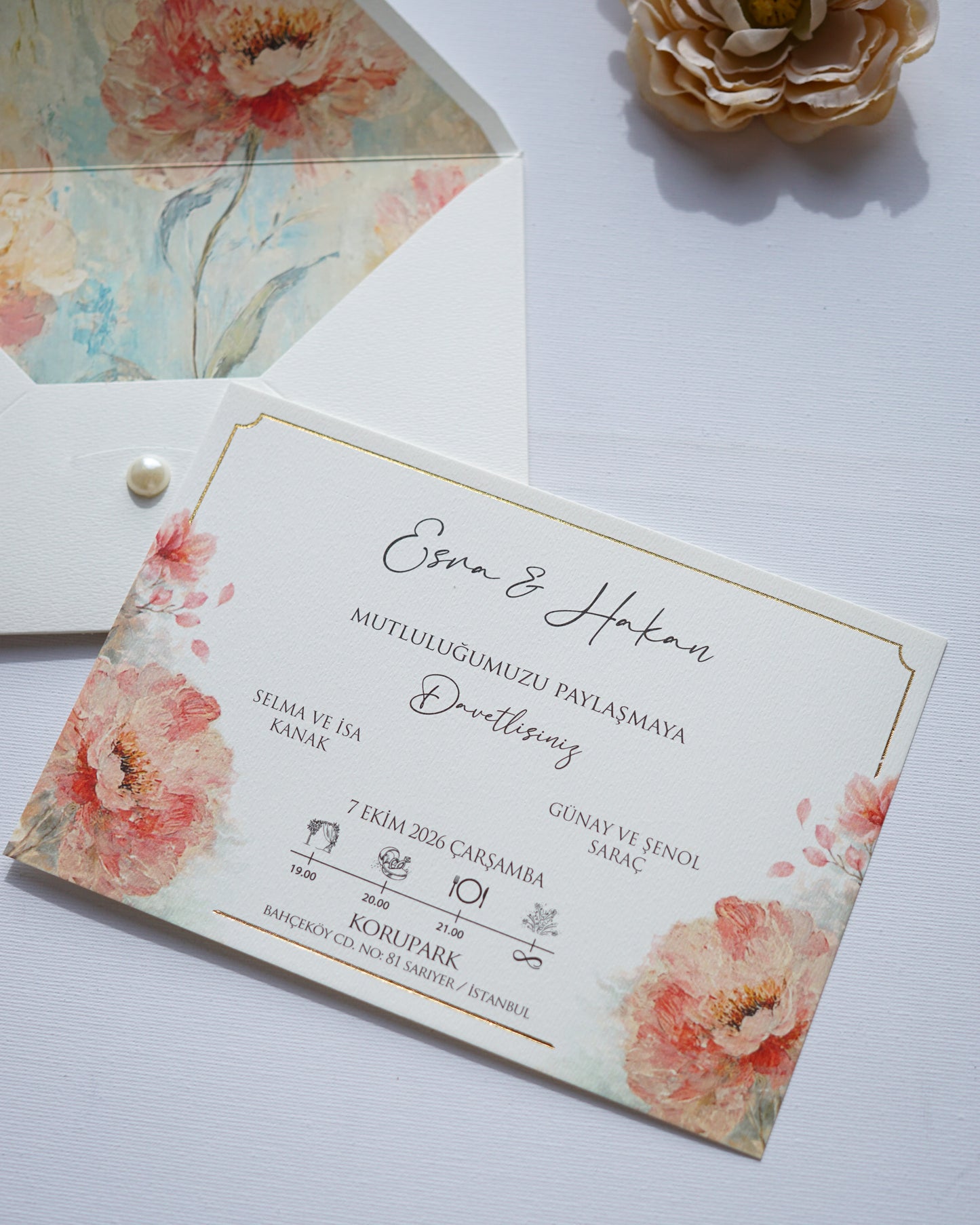 2616 - Peony Wedding Invitation
