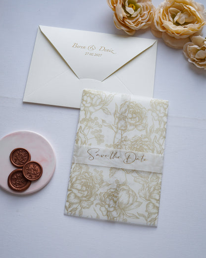 2634 - Wedding invitation with vellum sleeve