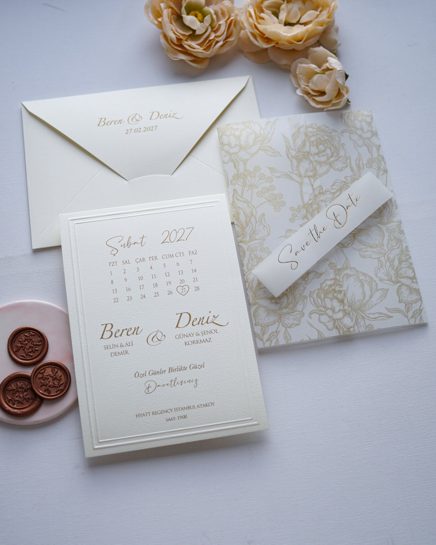 2634 - Wedding invitation with vellum sleeve