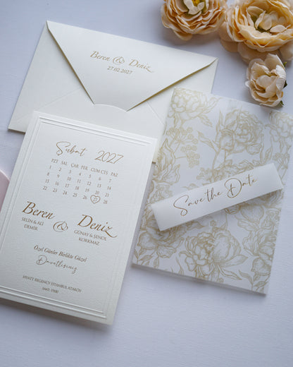 2634 - Wedding invitation with vellum sleeve