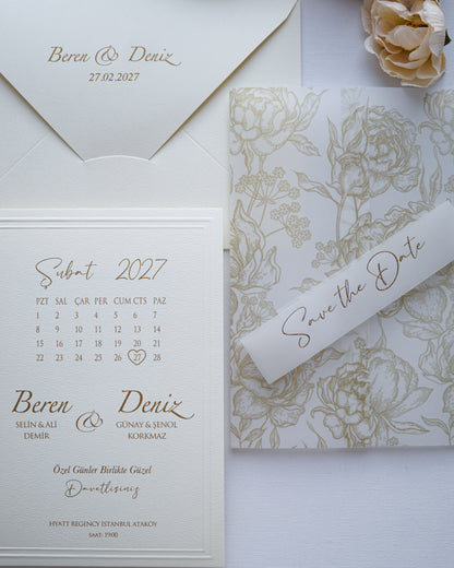 2634 - Wedding invitation with vellum sleeve
