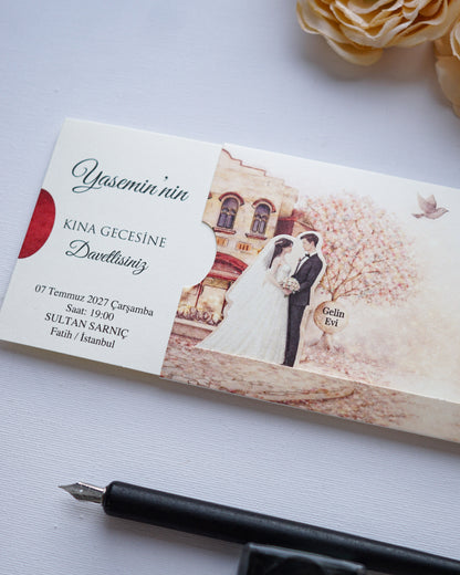 2643 - Romantic Pull-out Wedding Invitation