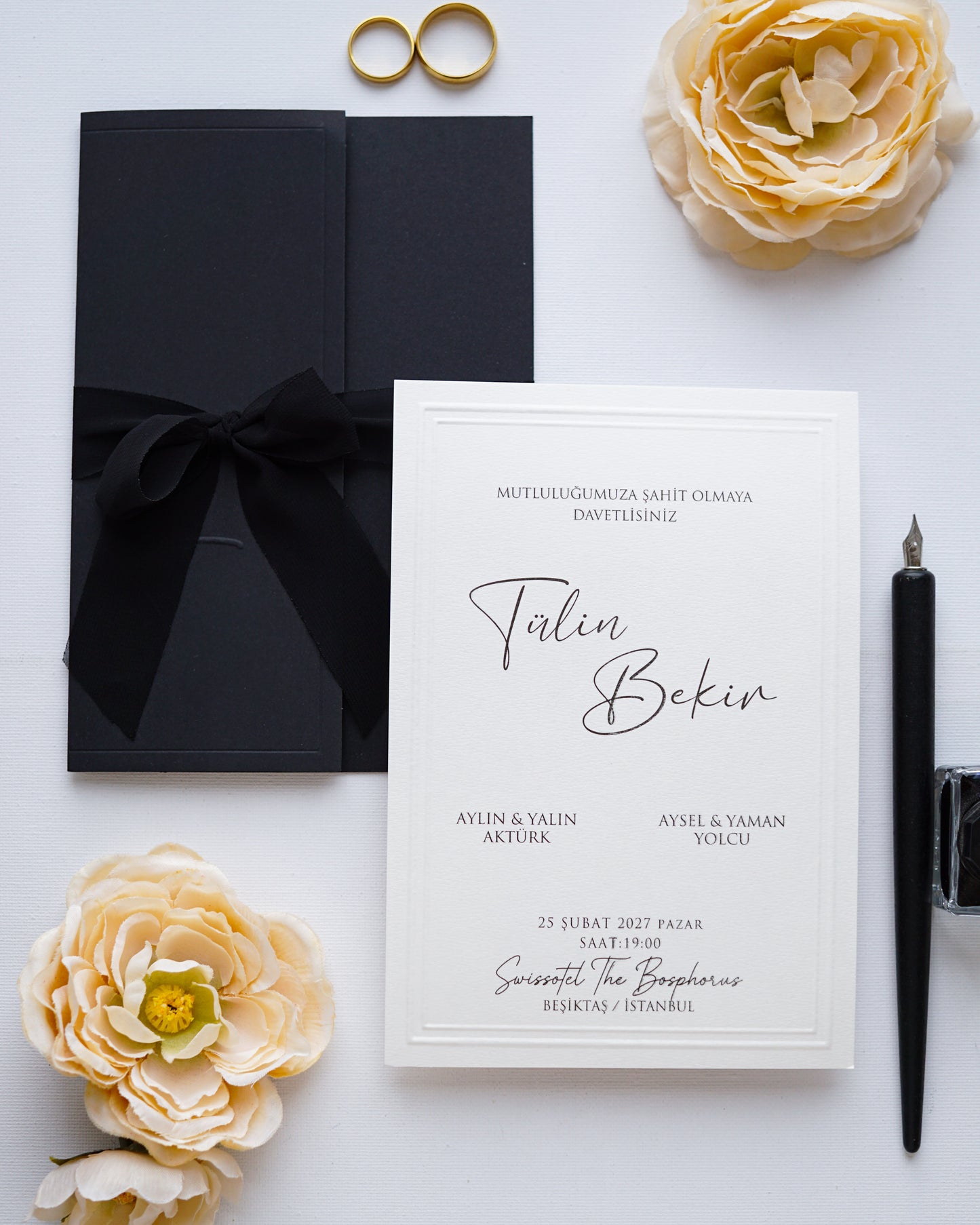 2622 - Elegáns esküvői meghívó fekete tokban